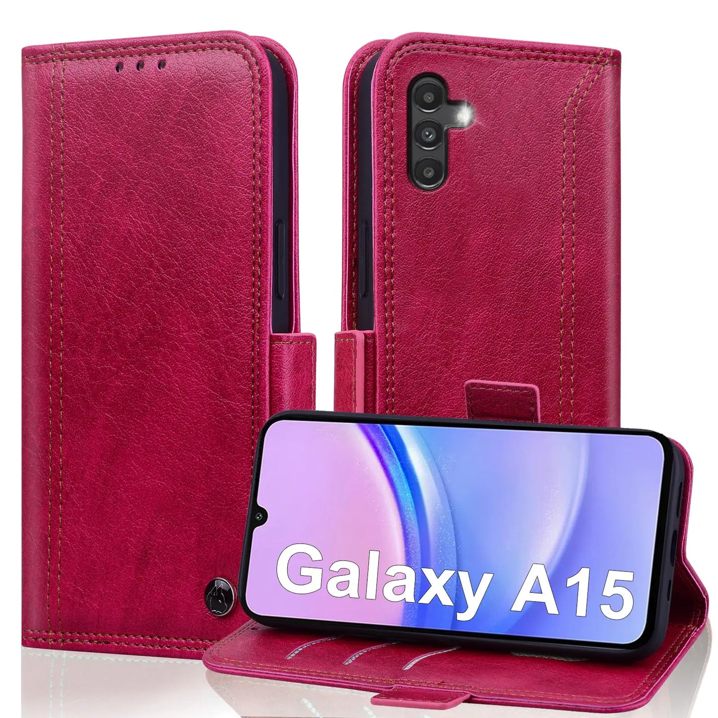 Wallet Case for Samsung Galaxy A15 5G with RFID Blocking Credit Card Holder, PU Leather Folio Flip Kickstand Protective Shockproof Cover Women Men for Galaxy A15 5G Phone Case - Black