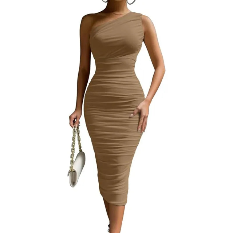Slim-Fit One Shoulder Dress
