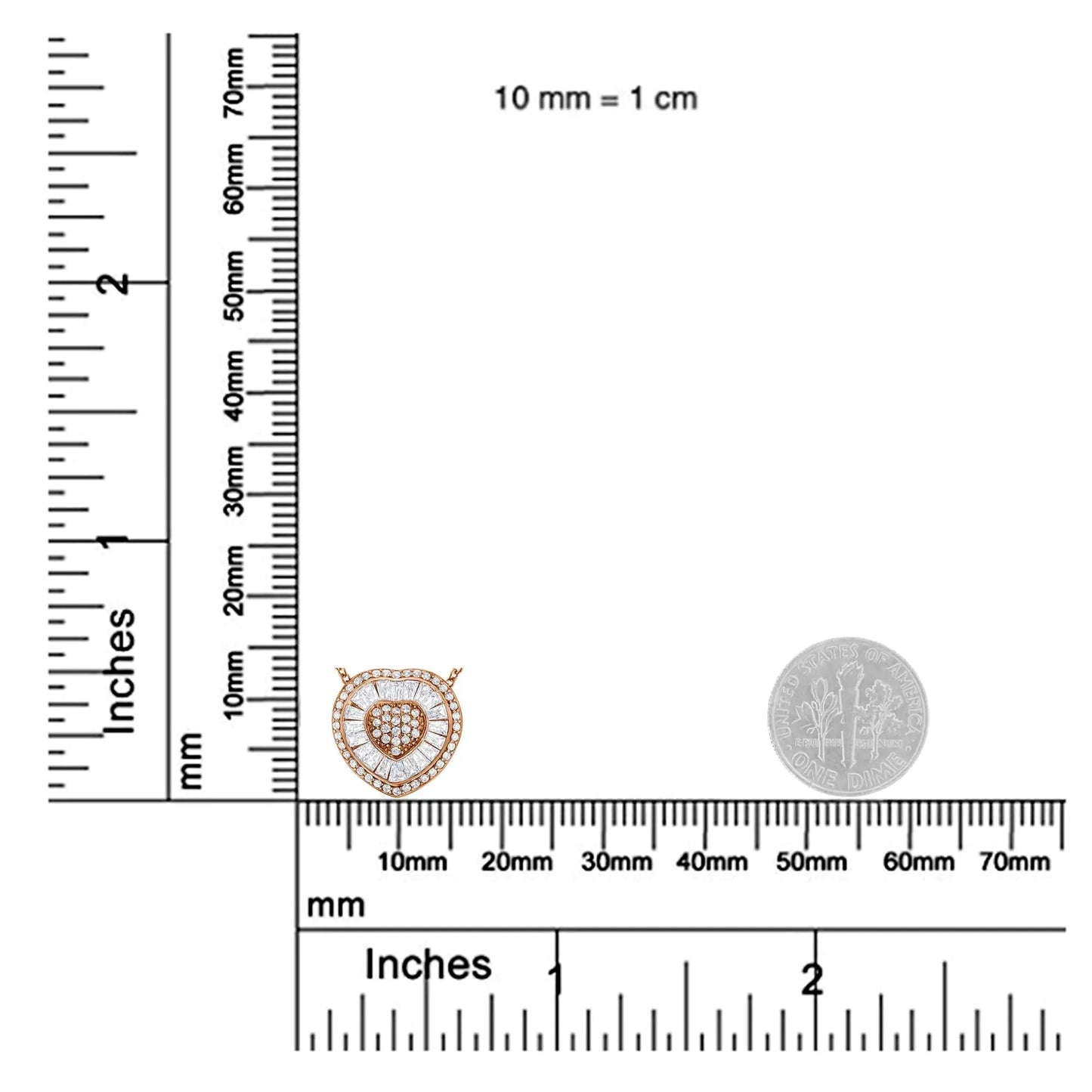10K Rose Gold 1/2 cttw, Diamond Heart Pendant Necklace (H-I Color, I1-I2 Clarity) WEM Support (www.WEM.support)