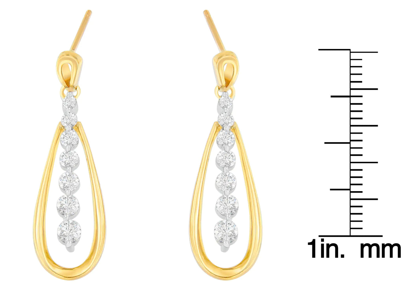 14K Two Toned Gold Dangling Diamond Drop Earrings (1.00cttw, H-I color,SI1-SI2 clarity) WEM Support (www.WEM.support)