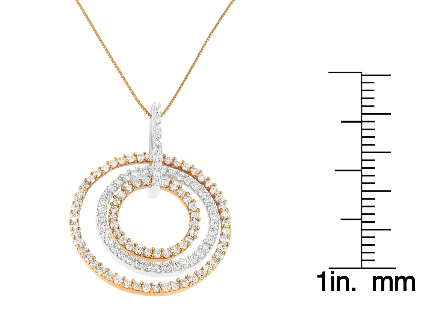 Two-Tone 14K Gold 1 cttw Round Cut Diamond Circle Loop Pendant Necklace (H-I, SI2-I1) WEM Support (www.WEM.support)