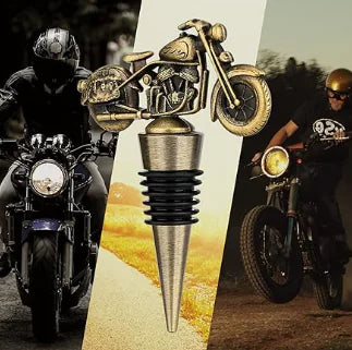 Retro Bronze Riding Motorcycle Wine Stopper WEM Support (www.WEM.support)