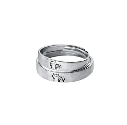 Personalized Cute Kitten Adjustable Couple Rings