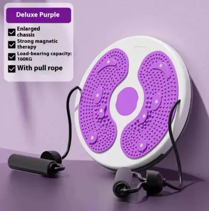 A pink and white waist wheel drawstring fitness equipment with adjustable drawstrings, designed for waist and core strengthening exercises.