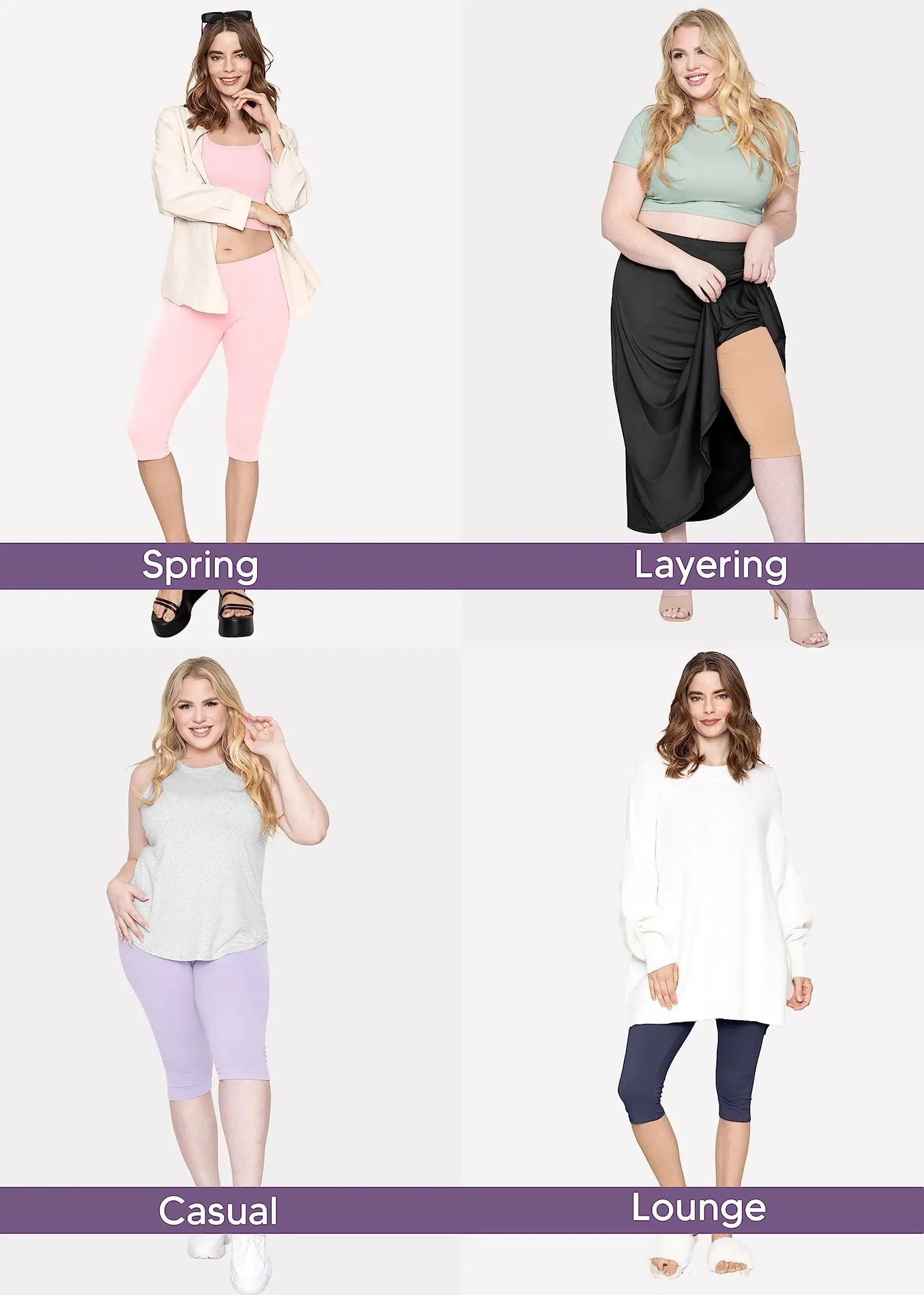 Women's and Plus Size Knee-Length and Ankle Length Leggings | X-Small- 7X Adult Knee Length Small Heather Gray My Store