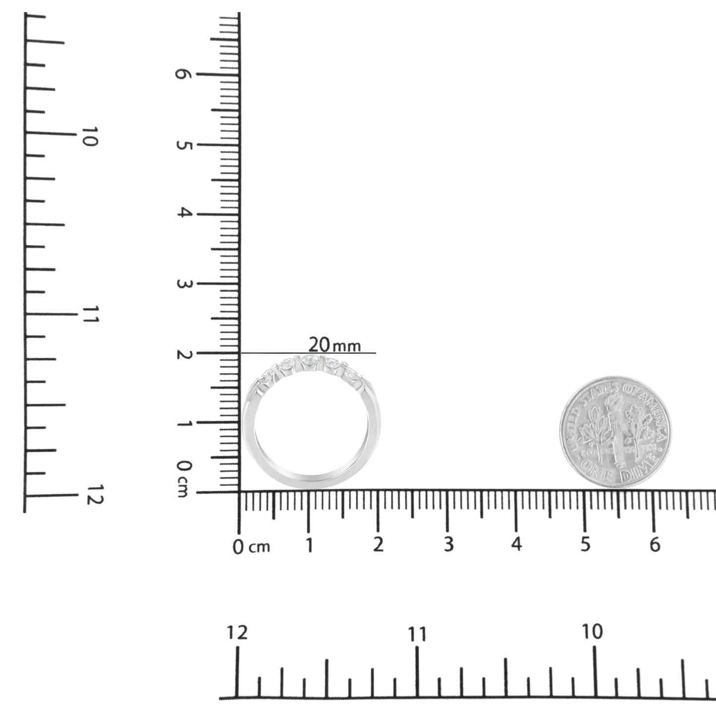 14K White Gold 1/2 cttw Diamond 5-Stone Band Ring (H-I Clarity, SI2-I1 Color) WEM Support (www.WEM.support)