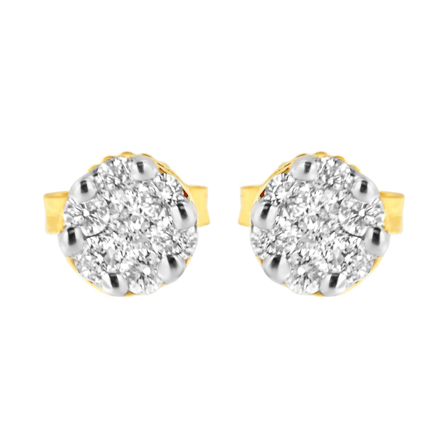 14K Yellow Gold 1/2 cttw Round Cut Diamond Earrings (H-I, SI2-I1) WEM Support (www.WEM.support)