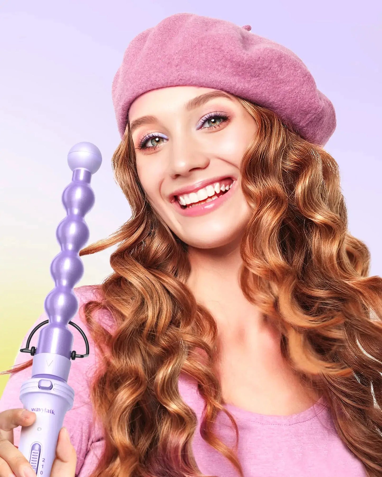Wavytalk 5 in 1 Curling Iron,Curling Wand Set with Curling Brush and 4 Interchangeable Ceramic Curling Wand(0.5”-1.25”),Instant Heat Up,Include Heat Protective Glove & 2 Clips (Purple) Curling Wand (0.5"-1.25" ) Purple Lavender My Store