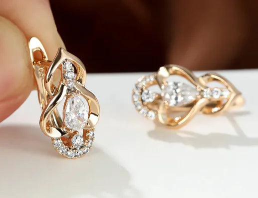 Droplet Bright Topaz Earrings In Champagne Gold Plated WEM Support (www.WEM.support)