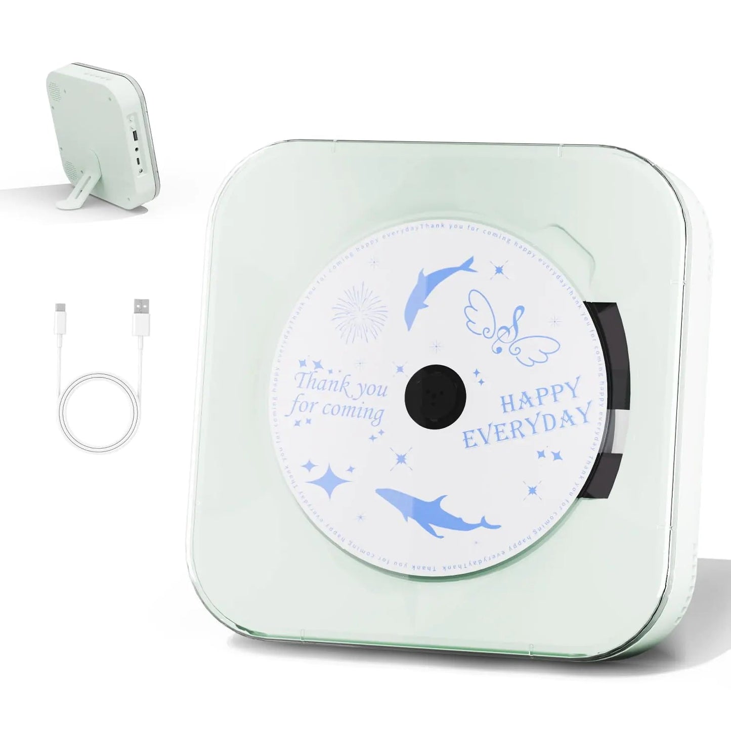 Yintiny Light Green Audio CD Player with Speakers for Home Decor (CD909) - Catch Cards