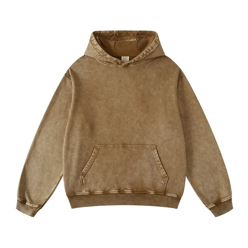 Thickened Washed Old Gradient Solid Color Batik Hooded Sweater For Men WEM Support (www.WEM.support)