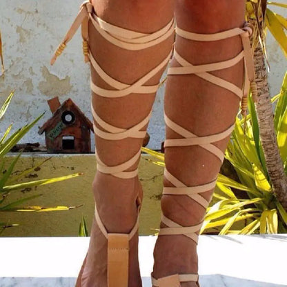 Summer European American Thin Strap Flat Sandals