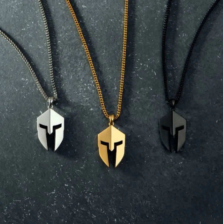Classic Minimalist Hero Of Sparta Mask Pendant Necklace Man's Stainless Steel Necklace Titanium Steel Ornament WEM Support (www.WEM.support)