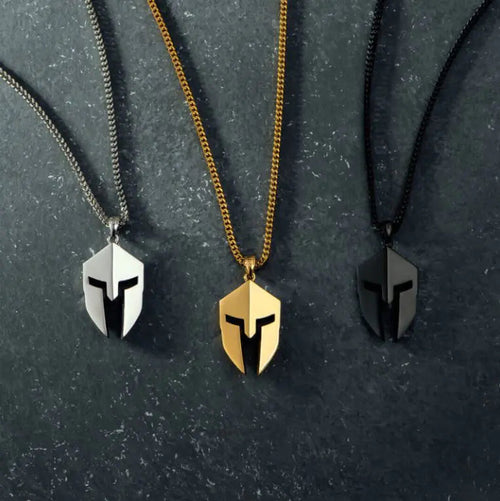 Classic Minimalist Hero Of Sparta Mask Pendant Necklace Man's Stainless Steel Necklace Titanium Steel Ornament WEM Support (www.WEM.support)