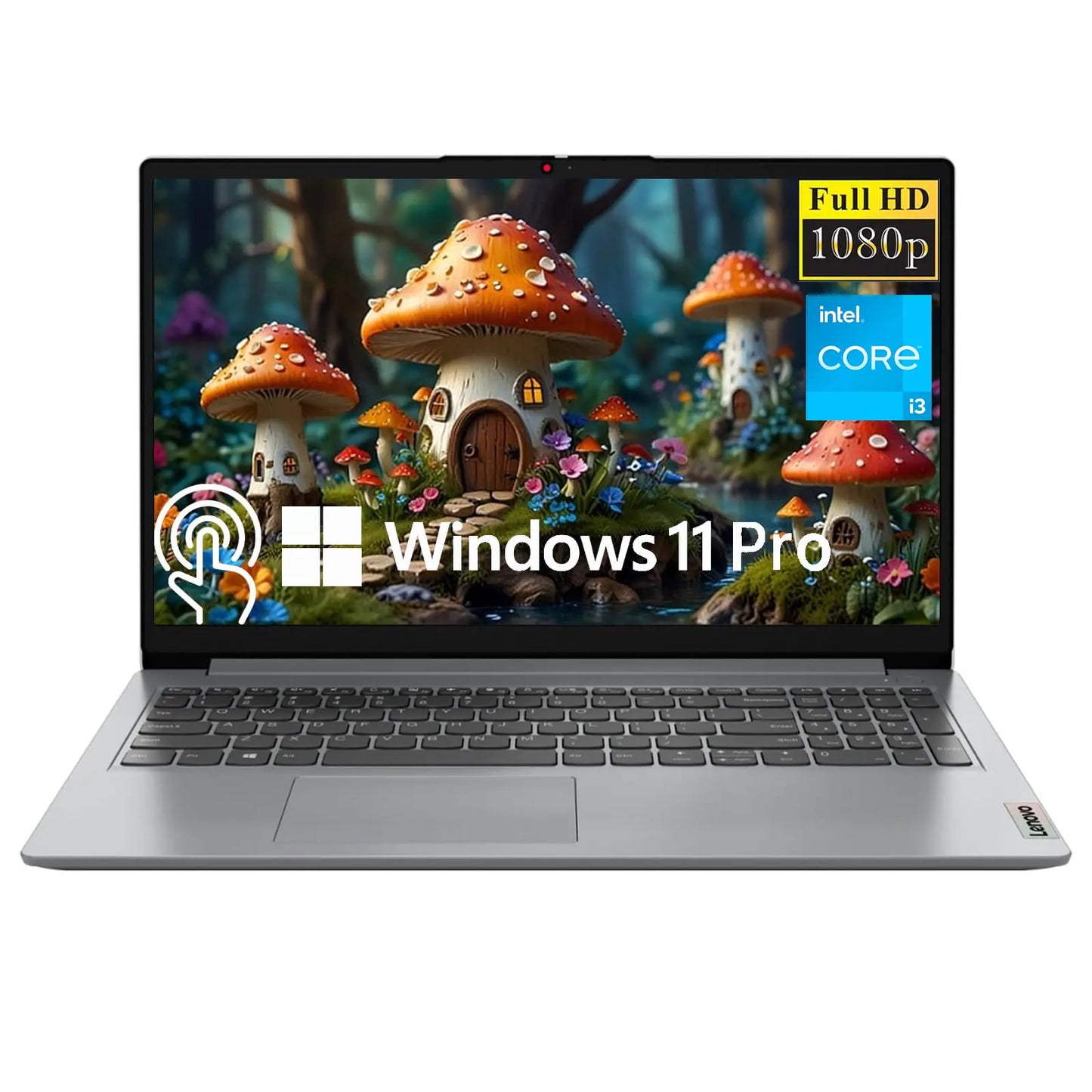 Lenovo Ideapad 1i 15.6" FHD Touchscreen Laptop 15.6 Inch Business Laptop Intel Core i3-1215U 8GB RAM 256GB SSD Intel UHD Graphics WiFi 6 Windows 11 Pro - Cloud Gray