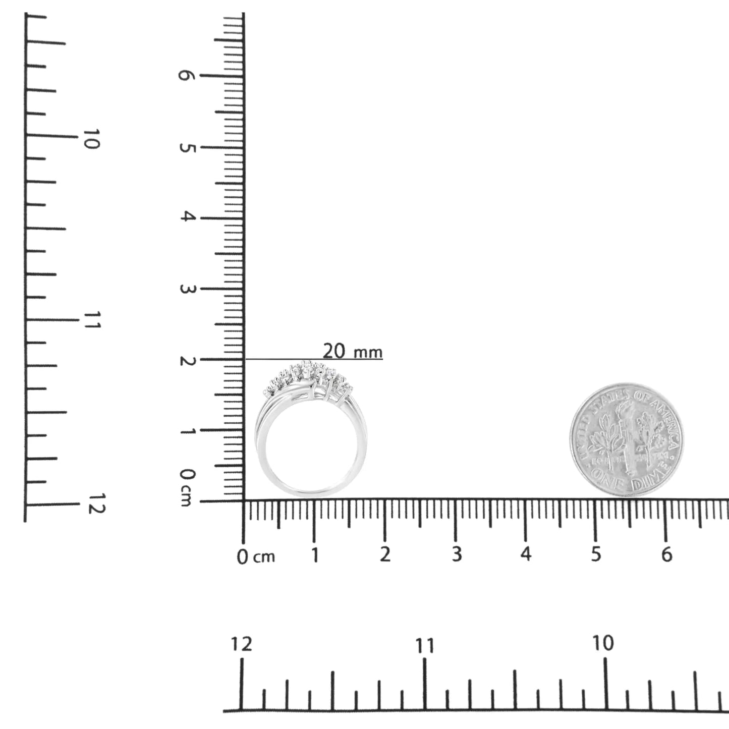 Anillo de Racimo de Diamantes Cultivados en Laboratorio de 1/2 cttw en Plata de Ley .925 (Color F-G, Claridad VS2-SI1) WEM Support (www.WEM.support)