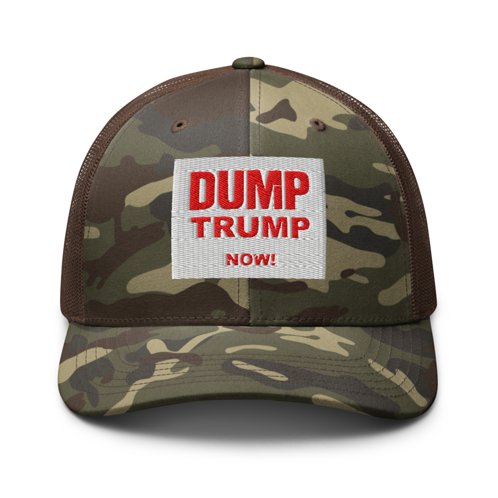 DUMP TRUMP NOW! Camo Outdoor Trucker Cap - Mesh hats