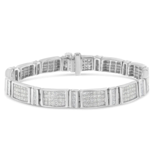 14K White Gold 7.0 Cttw Princess Cut Diamond 7" Alternating Vertical and Horizontal Rectangular Link Tennis Bracelet (H-I Color, SI2-I1 Clarity) WEM Support (www.WEM.support)