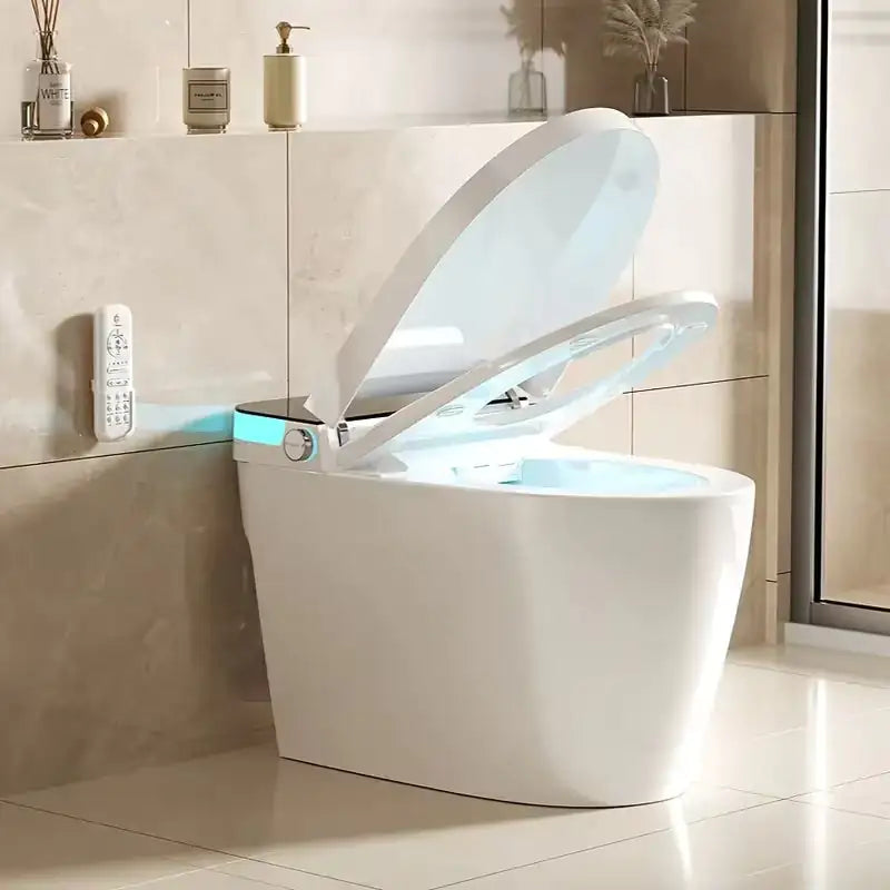 Smart Bidet Toilet For Bathrooms One Piece Toilet With Heated Bidet Seat,Foot Auto Sensor, Dual Flush, Tankless WEM Support (www.WEM.support)