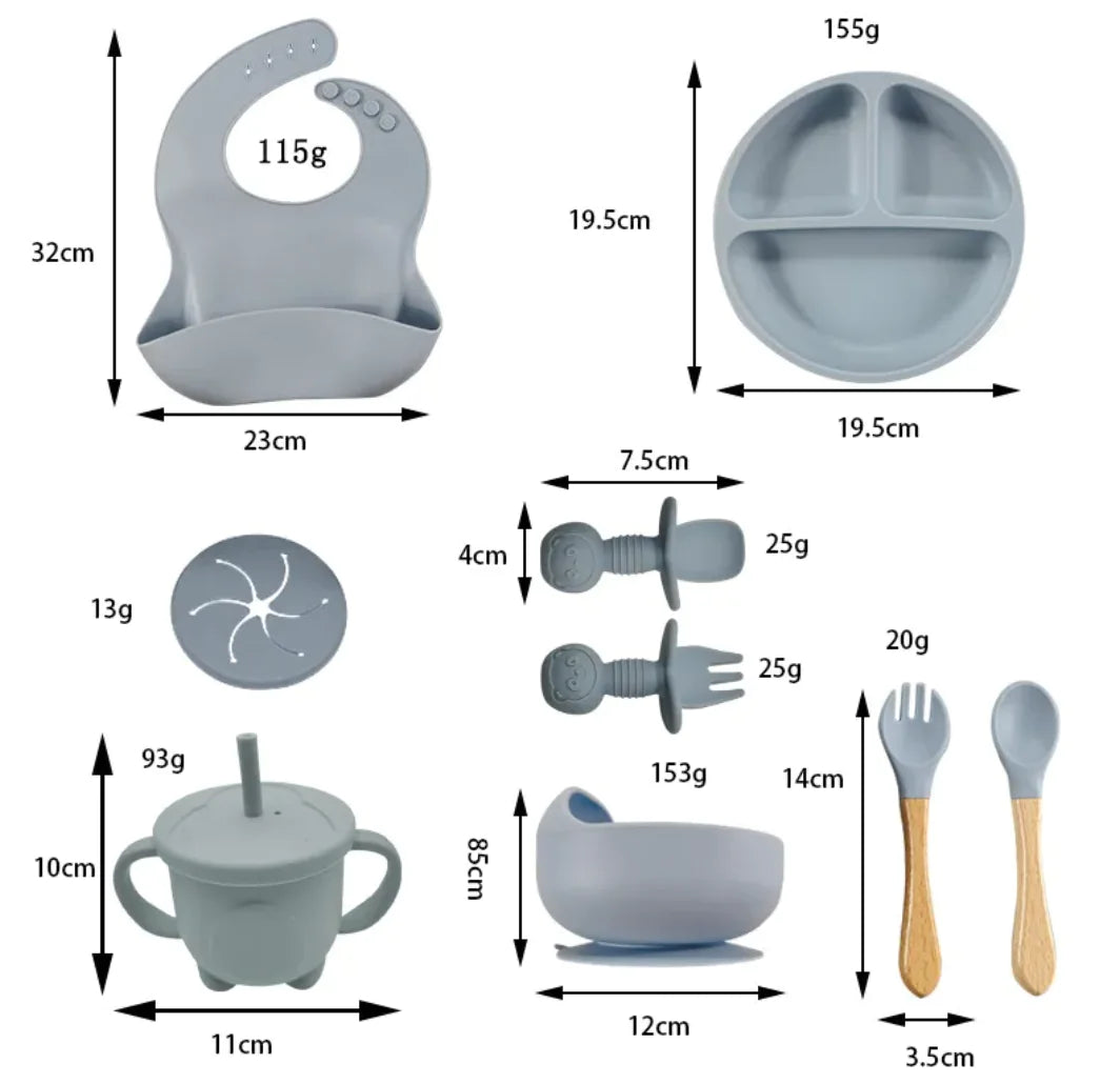 Conjunto de Talheres de Silicone para Alimentação de Bebês