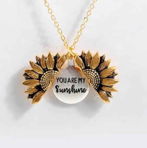 Sunflower Double-layer Lettering Necklace WEM Support (www.WEM.support)