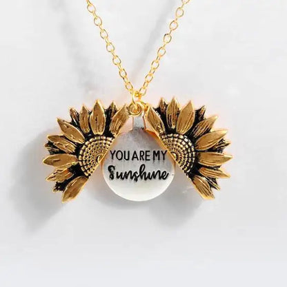 Sunflower Double-layer Lettering Necklace WEM Support (www.WEM.support)