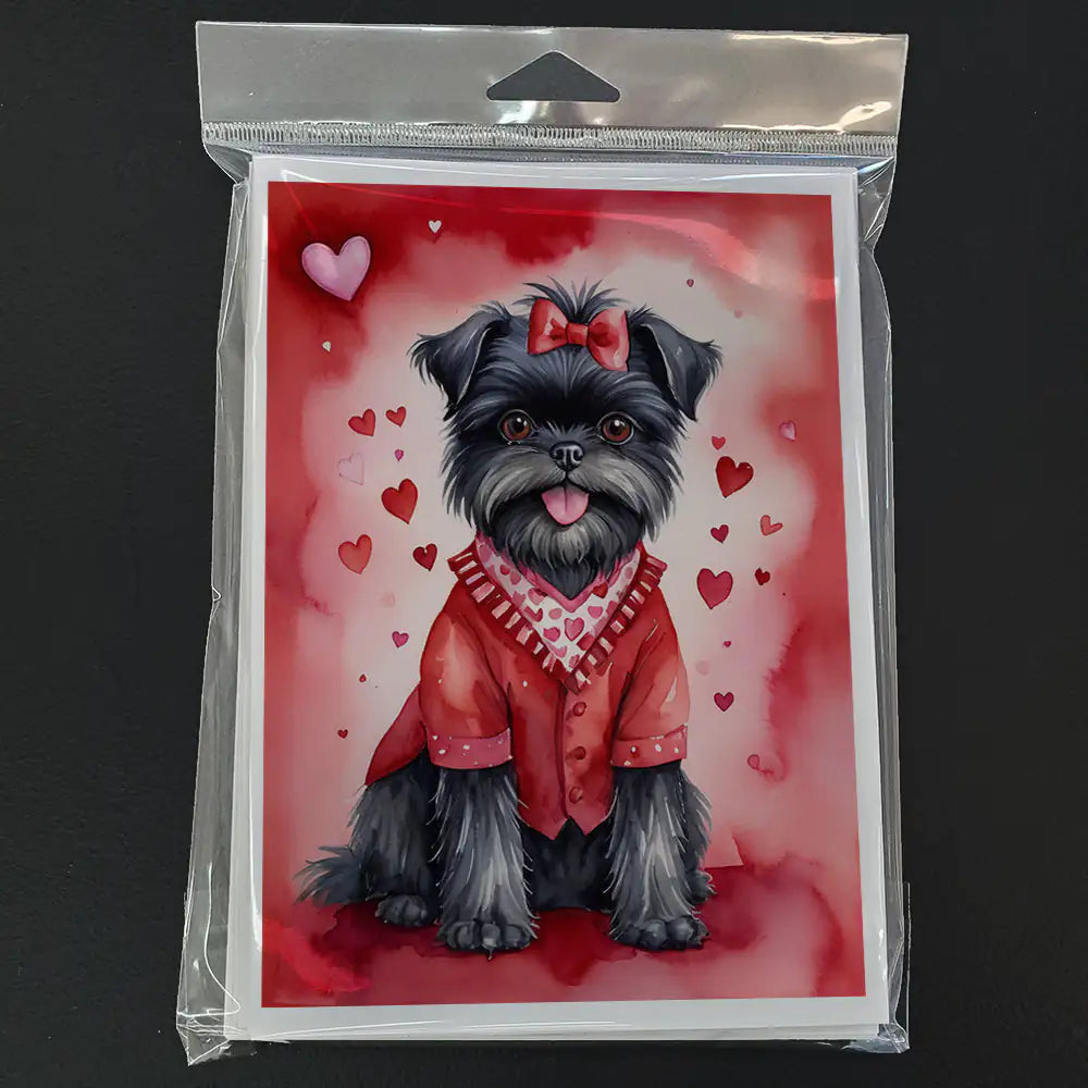 Affenpinscher My Valentine Greeting Cards Pack of 8 WEM Support (www.WEM.support)