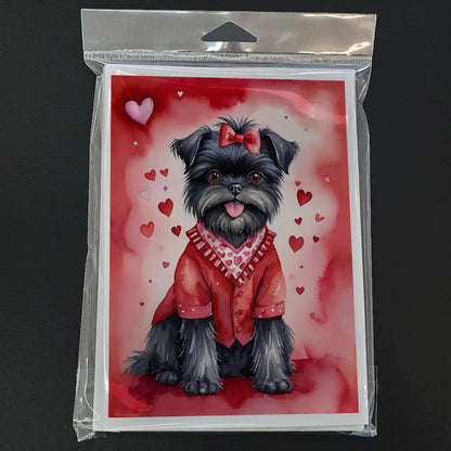 Affenpinscher My Valentine Greeting Cards Pack of 8 WEM Support (www.WEM.support)