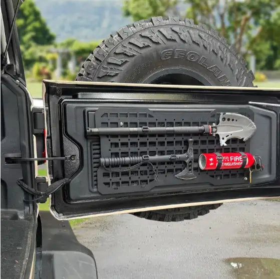 Tailgate Tactical Panel For Wrangler Tailgate Tool Kit Organizer Racks Compatible With  Wrangler 2007-2022 JK JKU  2018-2022 JL JLU WEM Support (www.WEM.support)