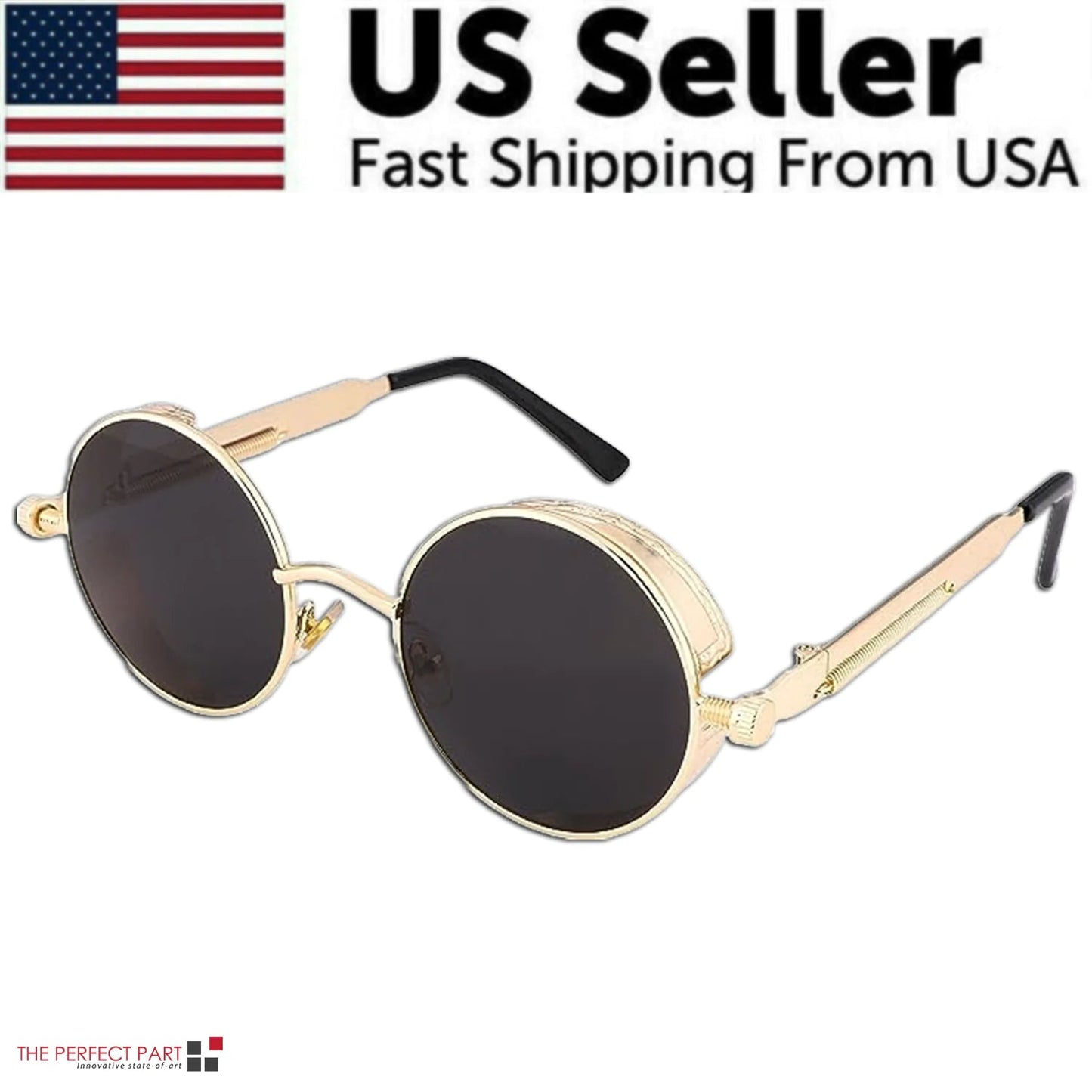 Retro Round Polarized Sunglasses Men Women Vintage Gothic Steampunk Glasses WEM Support (www.WEM.support)