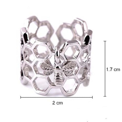 Thick Adjustable Honeycomb Ring with Bee Hanging WEM Support (www.WEM.support)