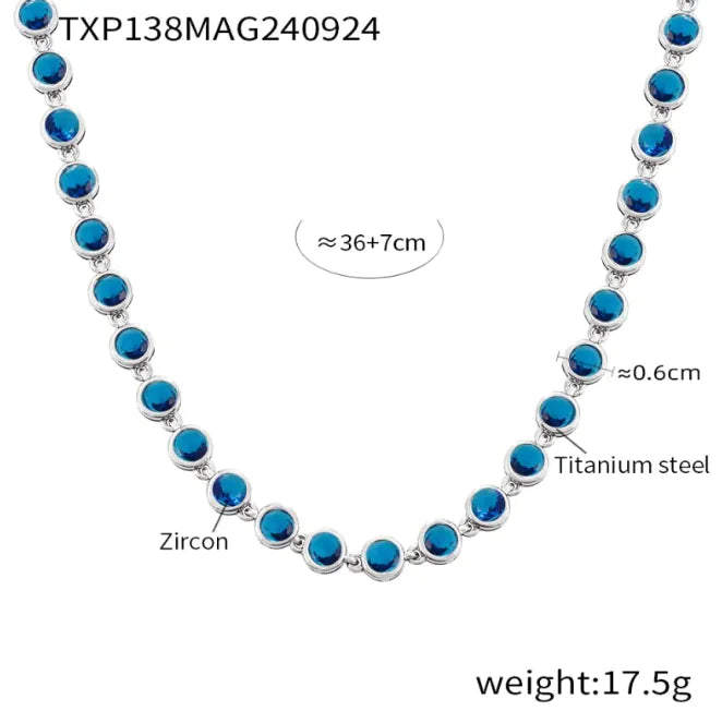 Titanium Steel Zircon Color Mix Bracelet & Necklace Set WEM Support (www.WEM.support)