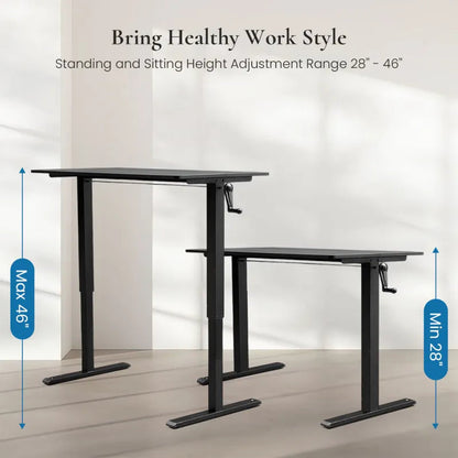 Hand-Crank Adjustable Office Desk Height Adjustable, With Flat Metal Legs Perfect For Home, Office, Gaming, Or Study Use WEM Support (www.WEM.support)