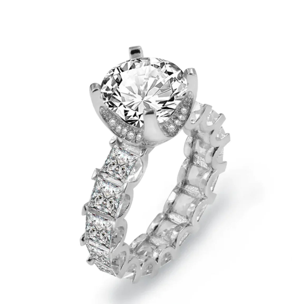 Super Sparkling Full Diamond Engagement Ring for Women WEM Support (www.WEM.support)