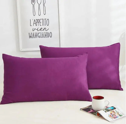 A Pair Of Pure Color Cotton Pillowcases WEM Support (www.WEM.support)
