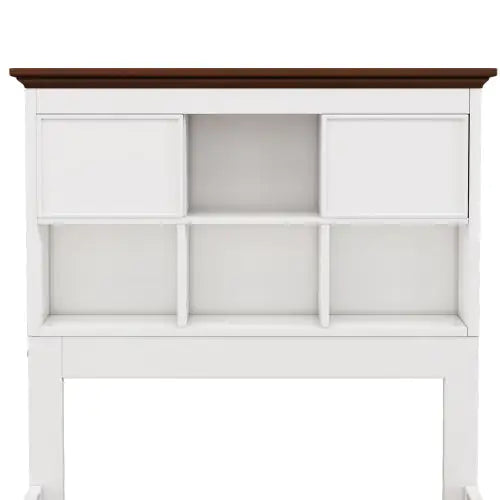 Solid Pine Captain Bookcase Bed With Trundle Bed And 3 Spacious Under Bed Drawers In Casual,Full, White Walnut WEM Support (www.WEM.support)