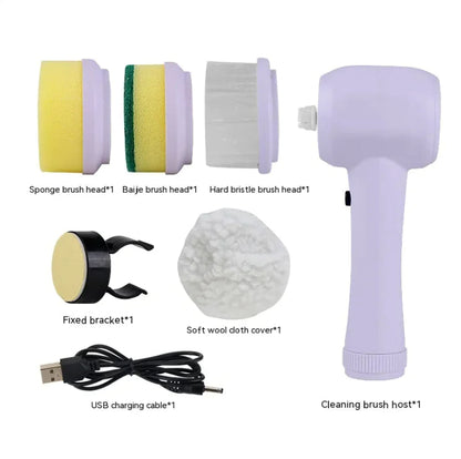 Electric Cleaning Brush 4 In 1 Spinning Scrubber Handheld Electric Cordless Cleaning Brush Portable HejK.com Marketplace LLC