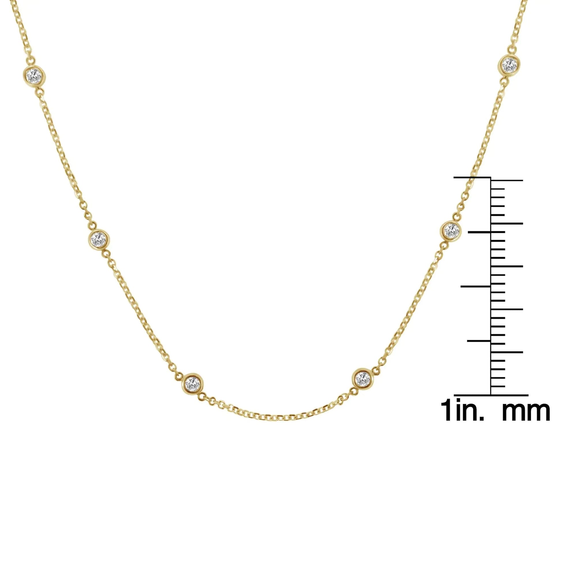 Sterling Silver Bezel-Set Diamond Station Necklace (1 cttw, J-K Color, I1-I2 Clarity) WEM Support (www.WEM.support)