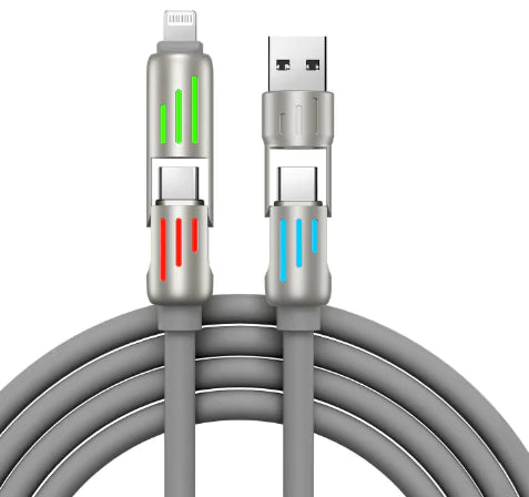 240W 4-in-1 Fast Charging Cable with Breathing Light WEM Support (www.WEM.support)