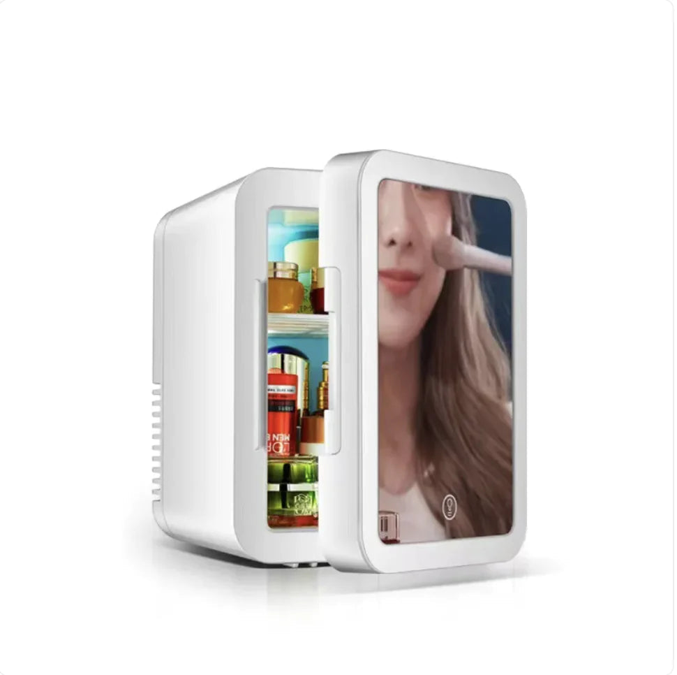 Portable Mini Beauty Fridge with Mirror, 110V WEM Support (www.WEM.support)