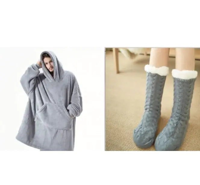 Comfortable Loose Double-Sided Fleece Thicker Wearable Blanket WEM Support (www.WEM.support)