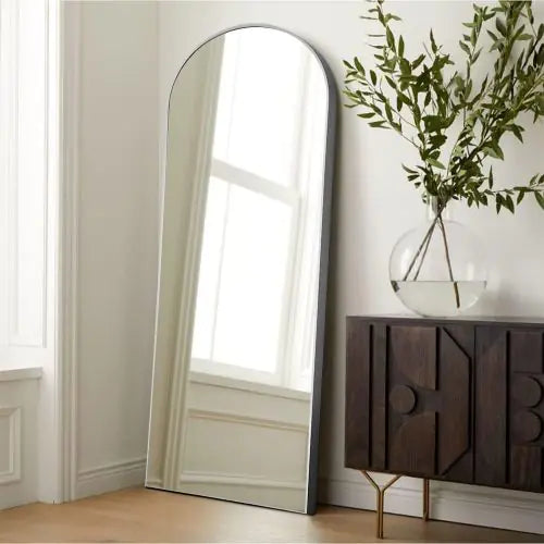 Silver 65x22 Inch Metal Arched Stand Full-length Mirror WEM Support (www.WEM.support)