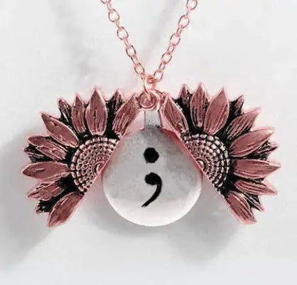 Sunflower Double-layer Lettering Necklace WEM Support (www.WEM.support)