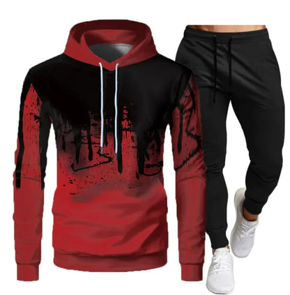 Men's Solid Color Sweater Sports Hooded 3D Sweater Suit