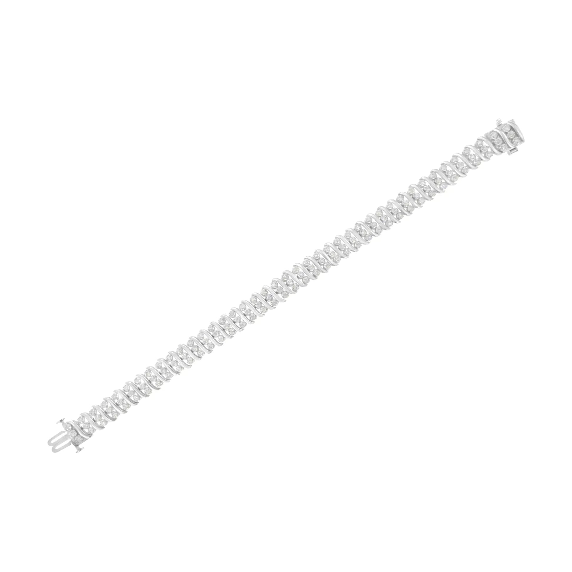 Bracelet Double Rangée en Argent Sterling et Diamants 2 cttw (I-J, I2-I3) WEM Support (www.WEM.support)