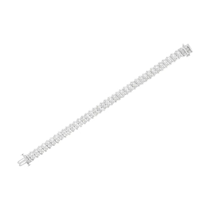 Bracelet Double Rangée en Argent Sterling et Diamants 2 cttw (I-J, I2-I3) WEM Support (www.WEM.support)