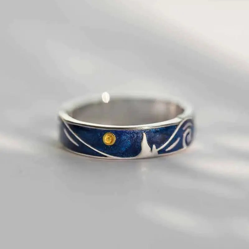 Van Gogh Starry Sky Open Lover Fashion Rings WEM Support (www.WEM.support)