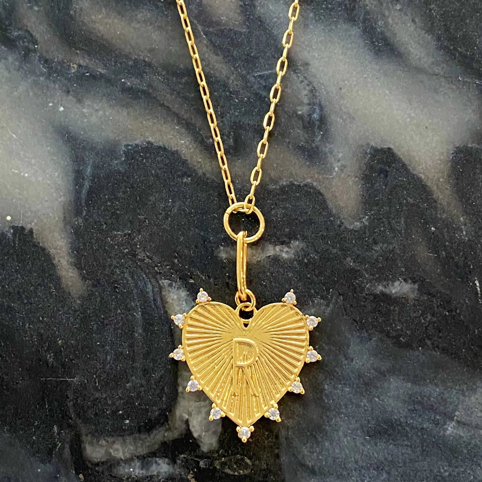 Clip Hanging Initial Heart Necklace WEM Support (www.WEM.support)