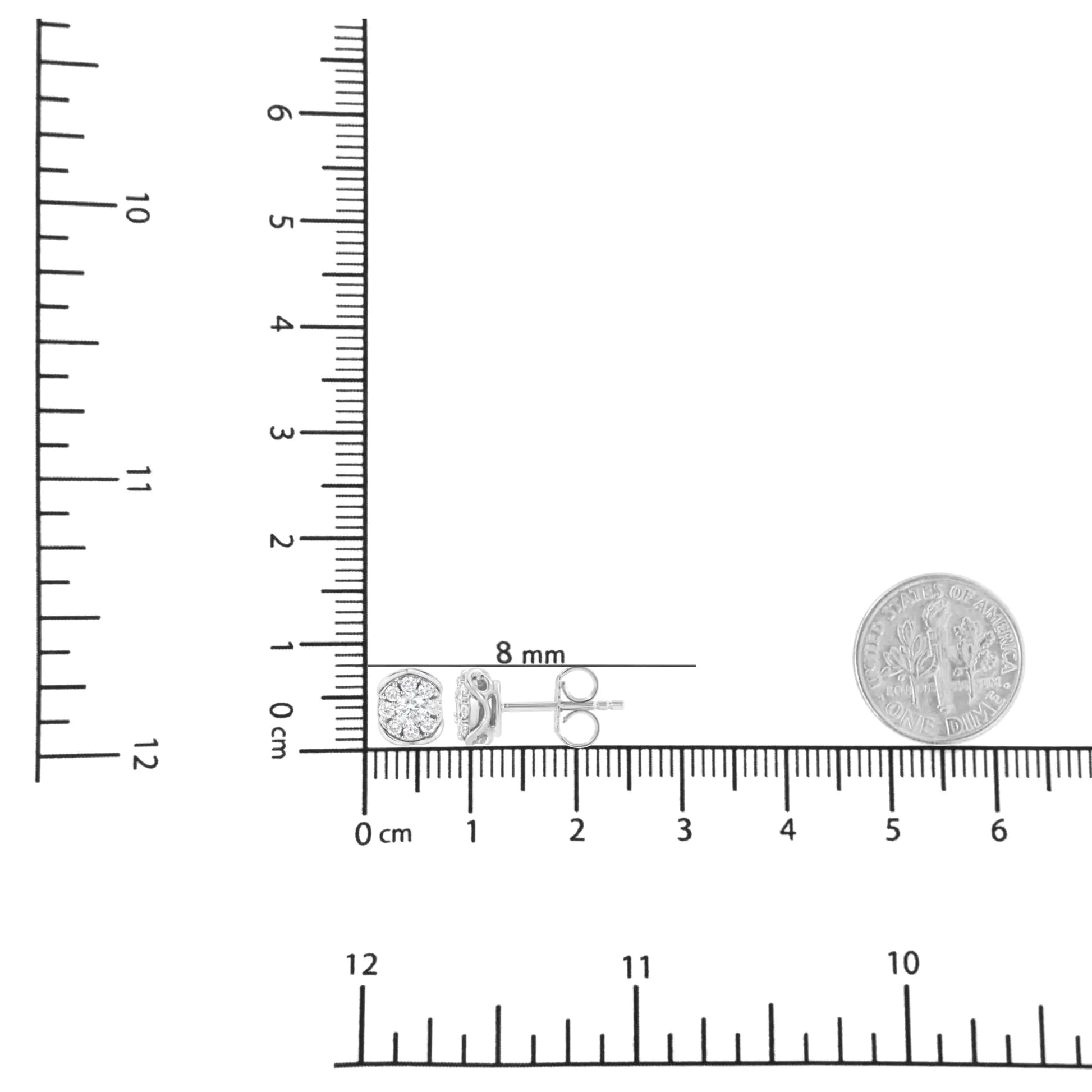 Brinco de Prata Esterlina .925 com 1/2 Quilate de Diamantes Sintéticos Compostos (Cor F-G, Clareza VS2-SI1) WEM Support (www.WEM.support)