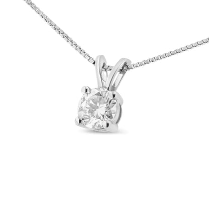14K Weißgold 1/4 Cttw Rund Brillant Geschliffener Laborgezüchteter Diamant 4-Krappen Solitär Anhänger Halskette WEM Support (www.WEM.support)